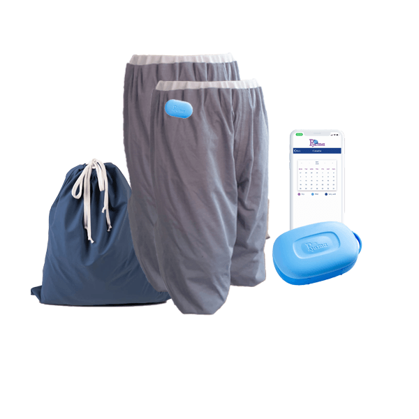 Pjama treatment shorts starter kit including two Pjama shorts, sensor, bedwetting alarm