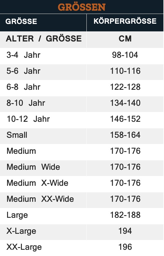 Größentabelle Bettnässerhose Pjama