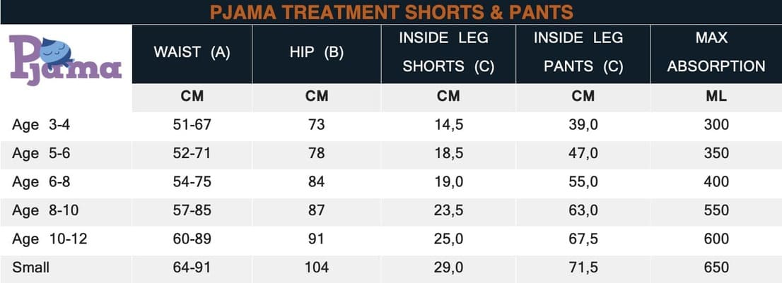 Size guide_Pjama DryGuardians