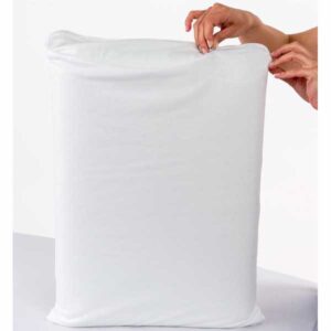 Waterproof pillowcase protecting against moisture and stains from bedwetting.